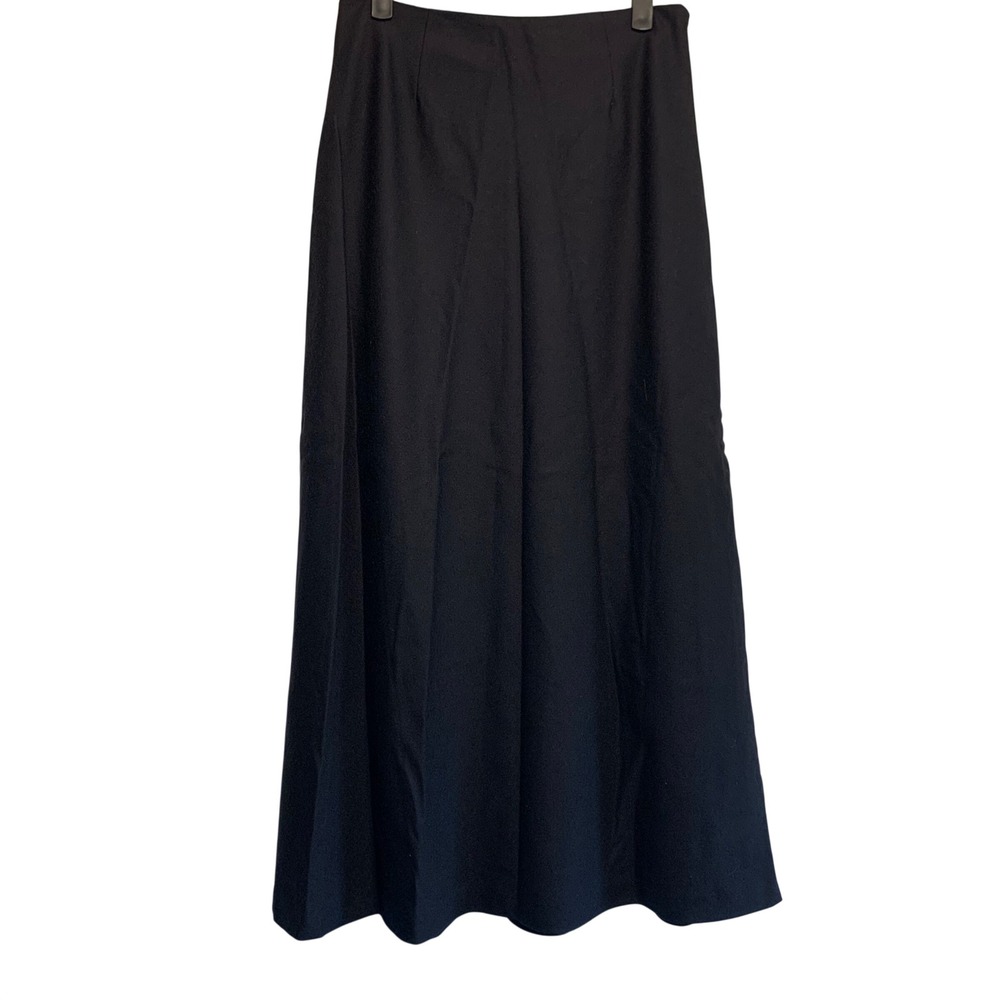 VTG Chadwick's Maxi Skirt Size 8 Black 100% Wool Lined Minimalist A-Line Classic